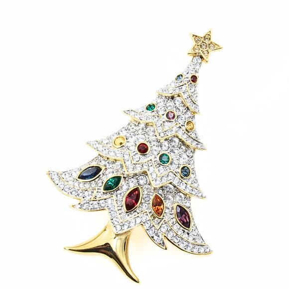 Illustrious SWAROVSKI Signed Designer Pave´Crystal Christmas Tree Brooch - Picture 4 of 8